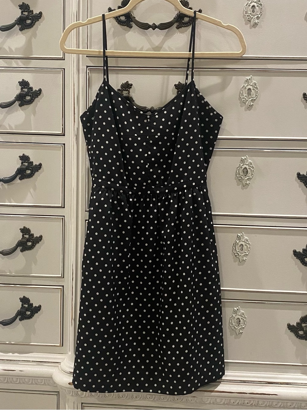 J. Crew Black & White Polka Dot Spaghetti Strap Mini Dress Size 4